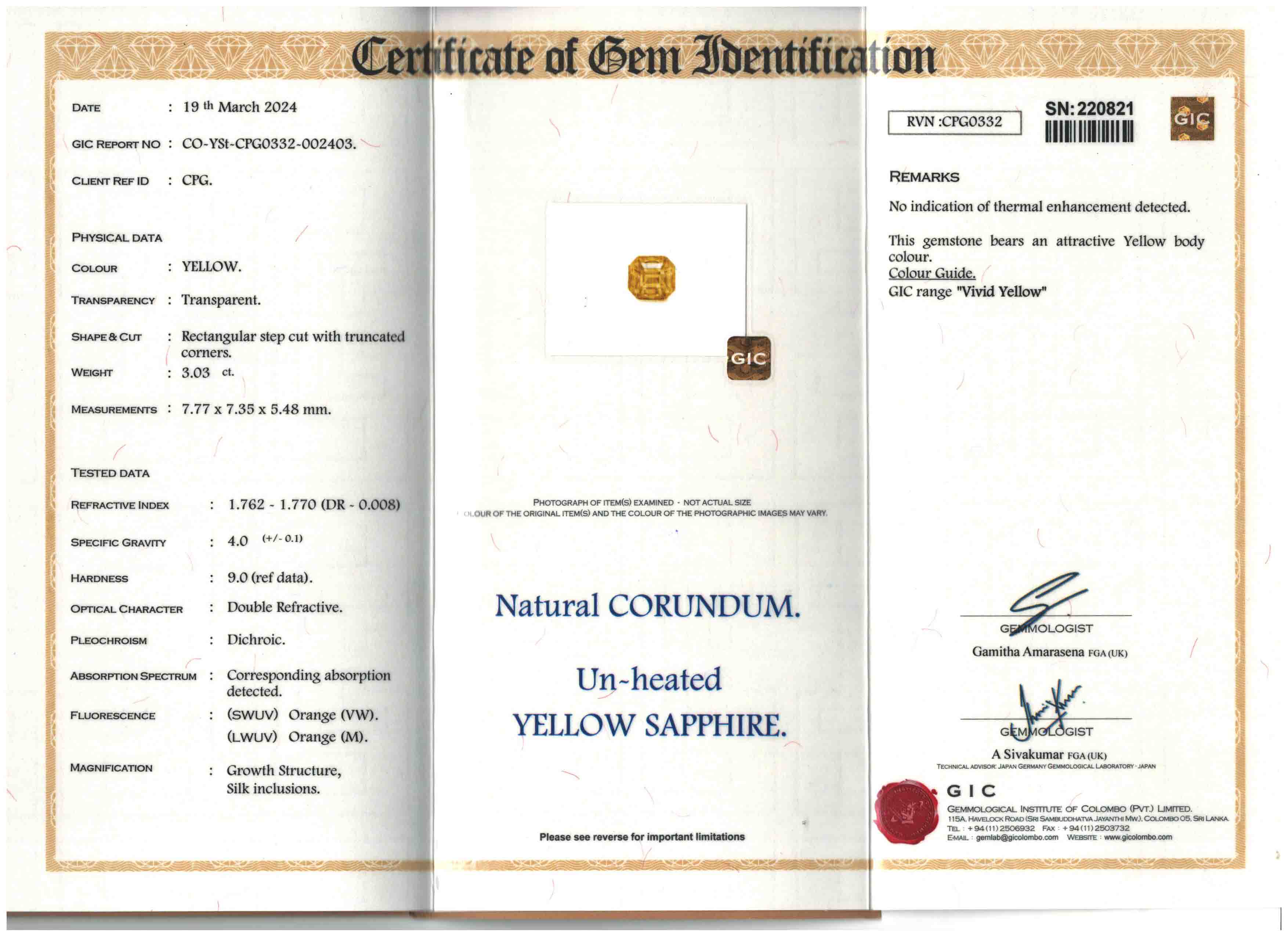 Unheated Yellow Sapphire