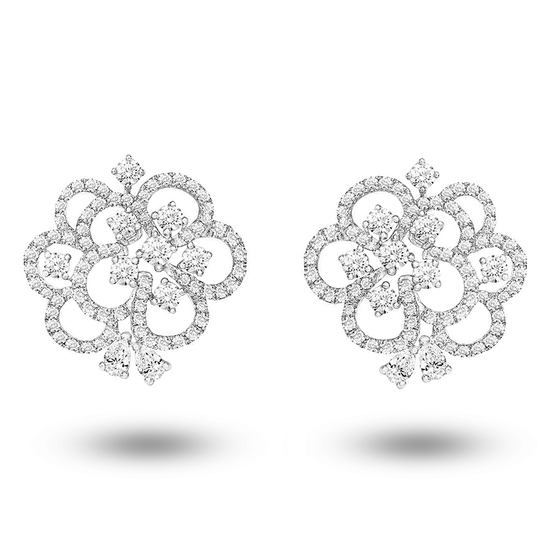 Flower Motif Diamond Earrings