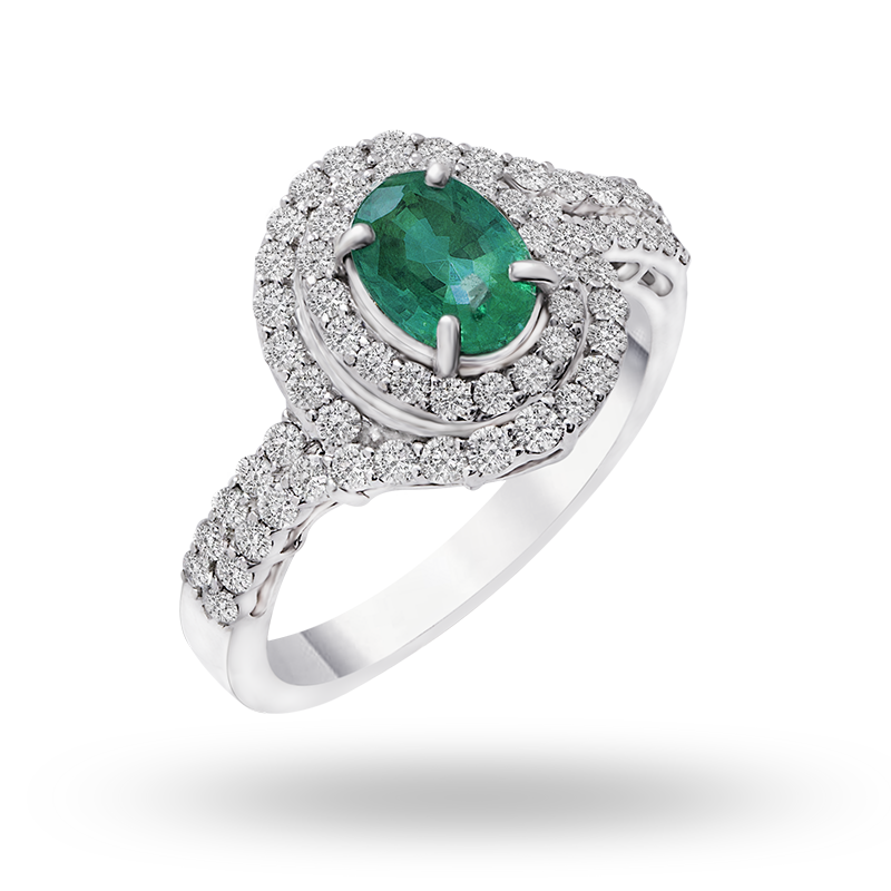 White Gold Emerald and Diamond Ring (SOLD)