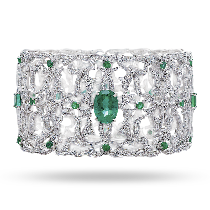 White Gold Emerald and Diamond Bracelet (SOLD)