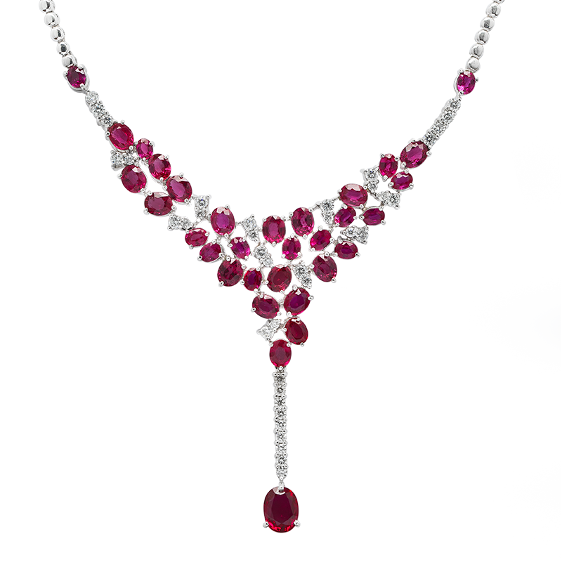 White Gold Ruby and Diamond Necklace (SOLD)
