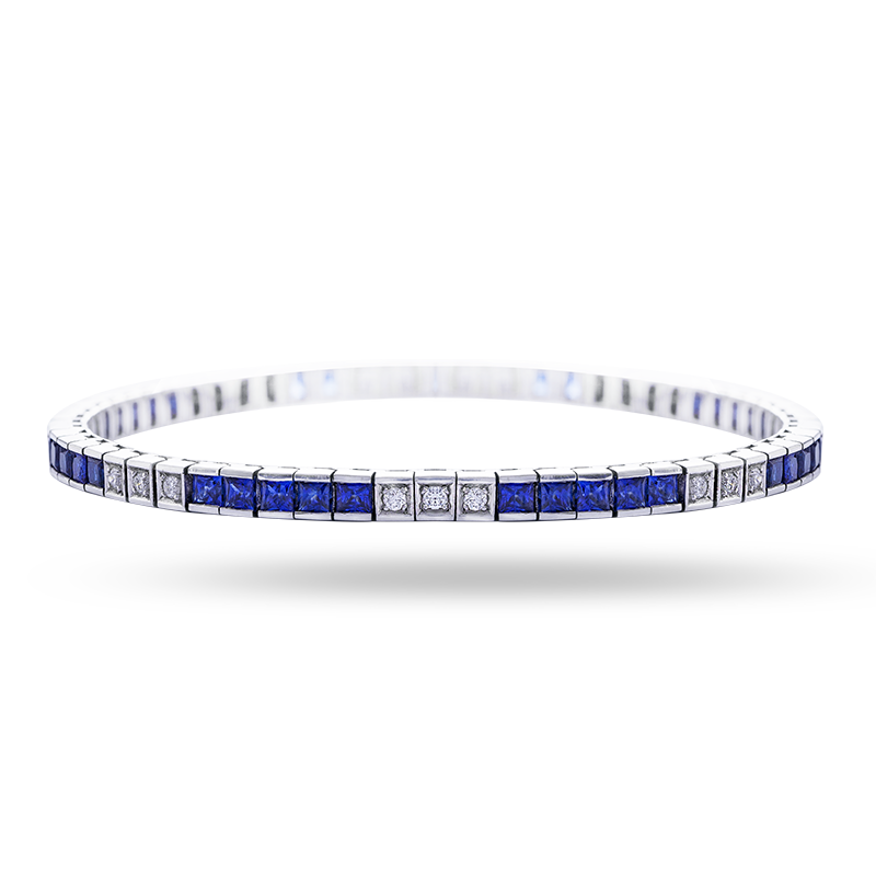 Channel Set Blue Sapphire and Diamond Bracelet (SOLD)