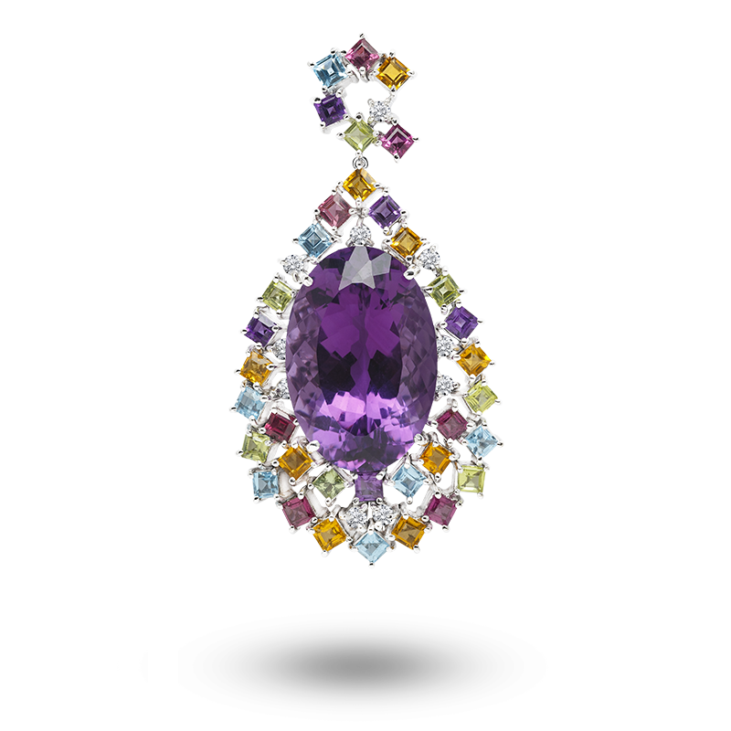 Fancy Coloured Semi Precious Gemstone Pendant (SOLD)