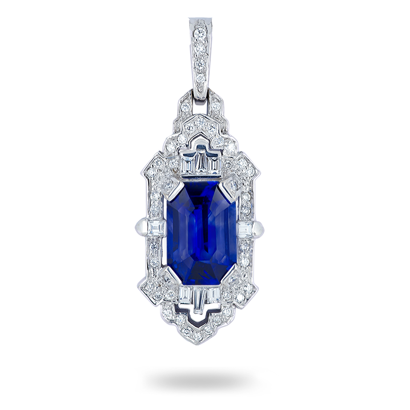 Blue Sapphire and Diamond Pendant (SOLD)
