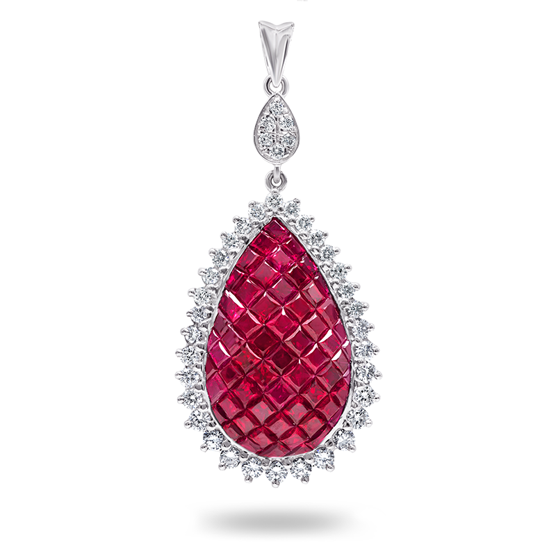Invisible Set Ruby and Diamond Pendant (SOLD)