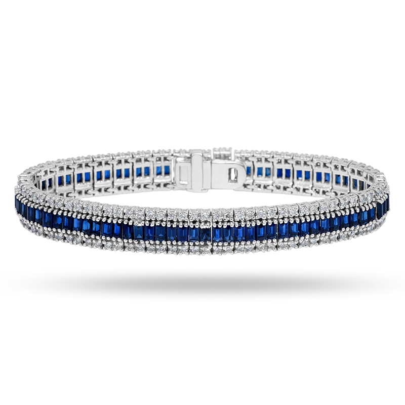 Channel set Blue Sapphires Bracelet