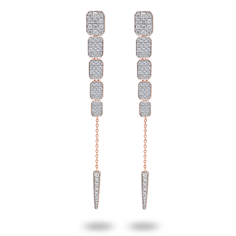 Pave set Rose Gold Earrings