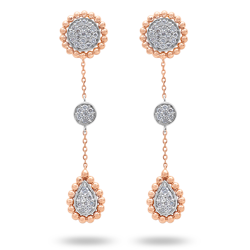 Rose and White gold Diamond Earrings