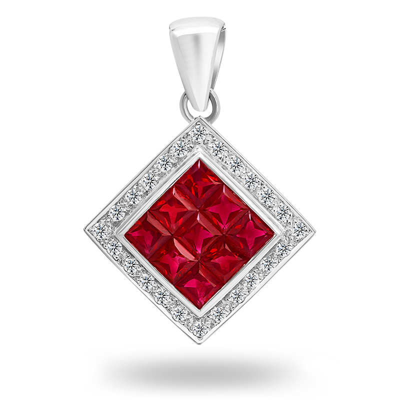 Invisible Set Ruby Pendant