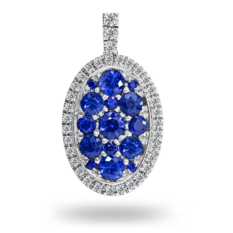 White gold Blue Sapphire Pendant (SOLD)