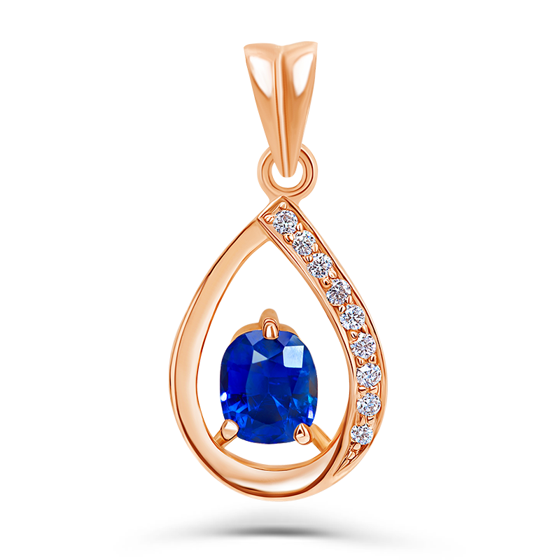 Rose Gold Blue Sapphire Pendant