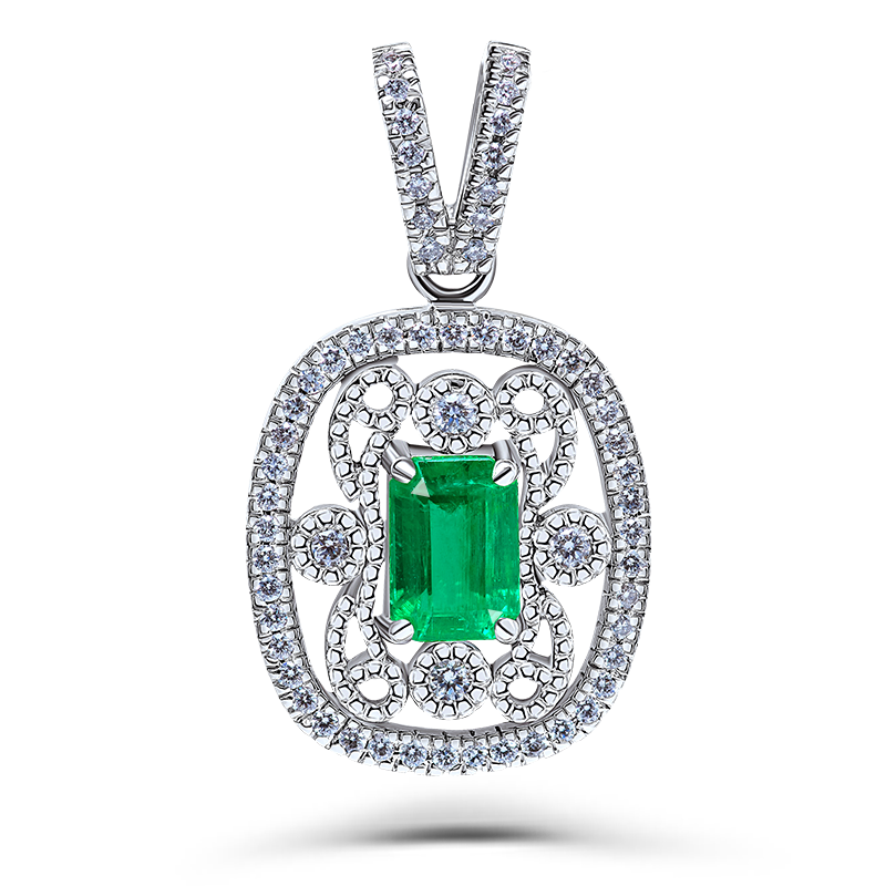 White Gold Emerald Pendant