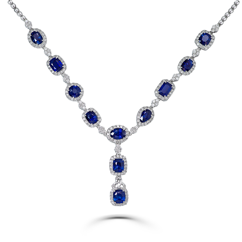 White Gold Blue Sapphire Necklace