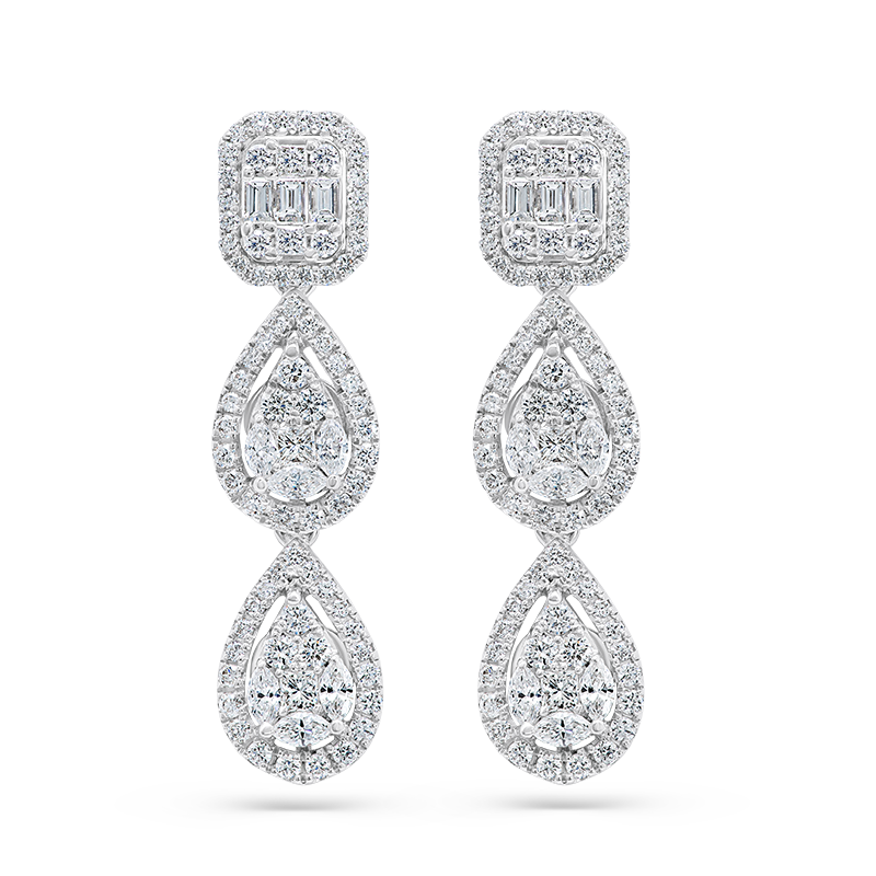 Illusion set white gold Diamond Earrings