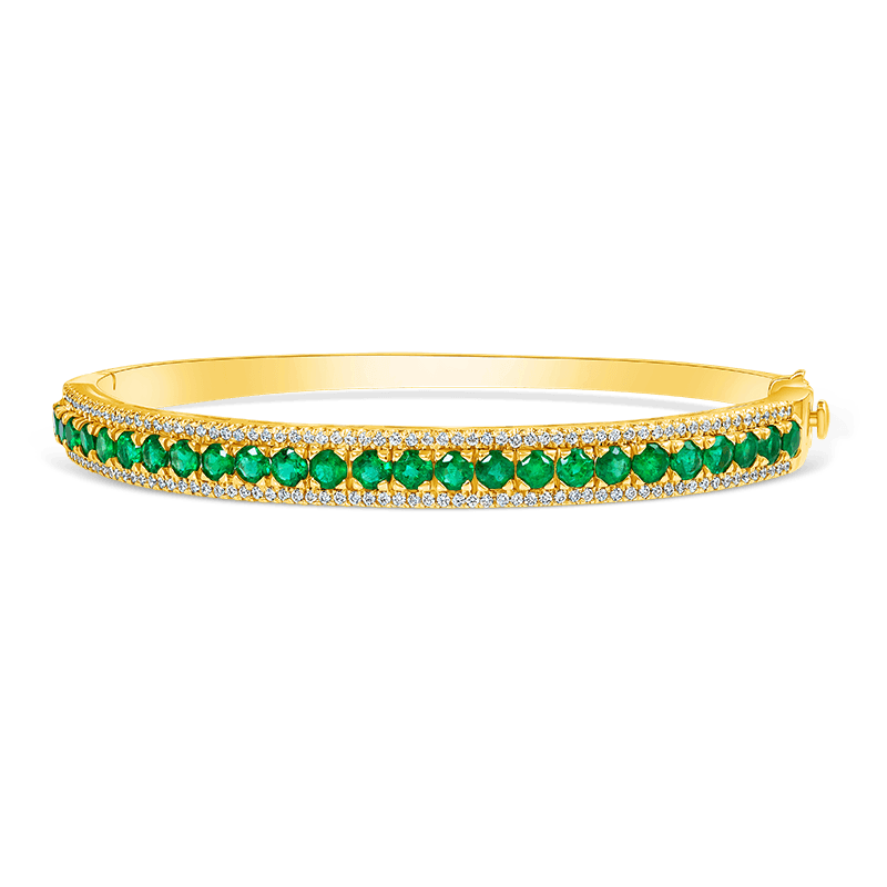 Yellow Gold Emerald Bangle