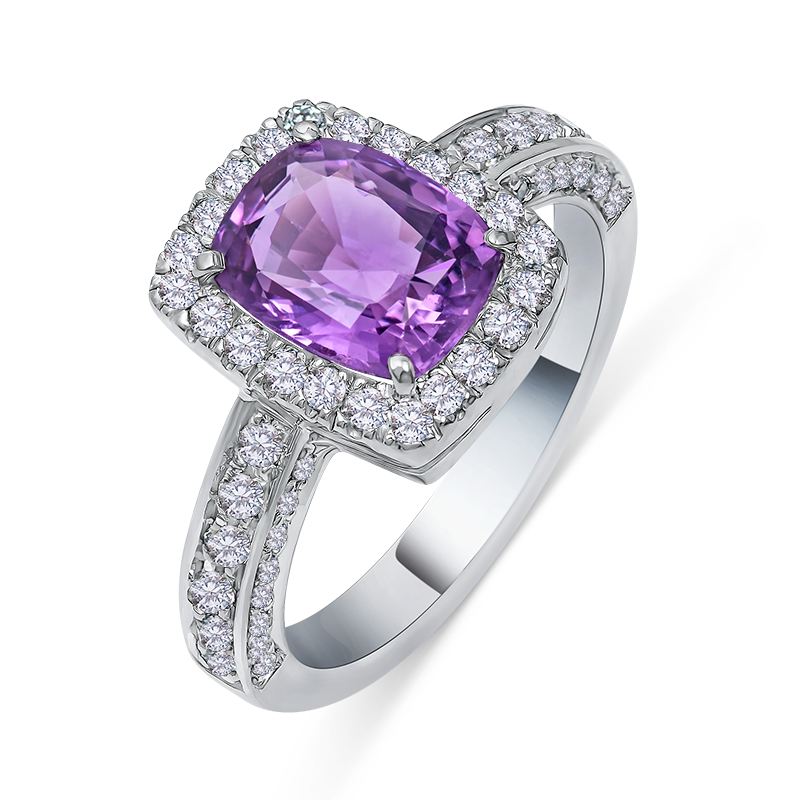 White Gold Purple Sapphire Ring