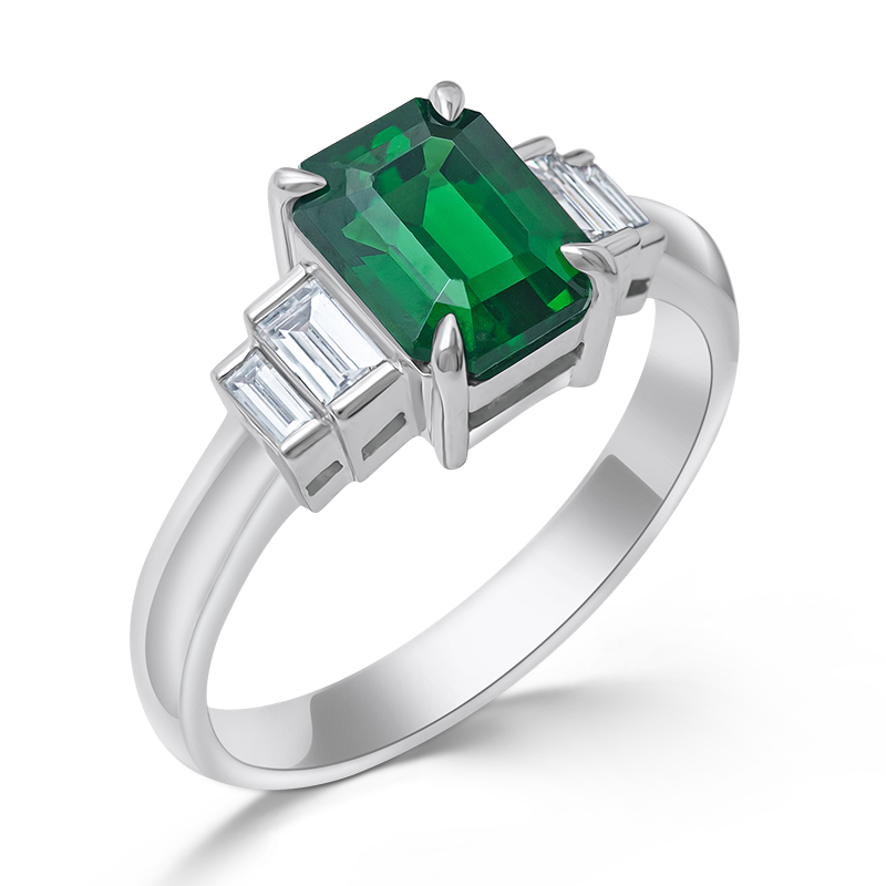 White Gold Tsavorite Ring