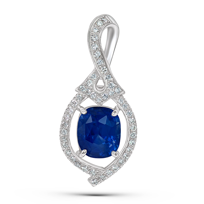 White Gold Blue Sapphire Pendant