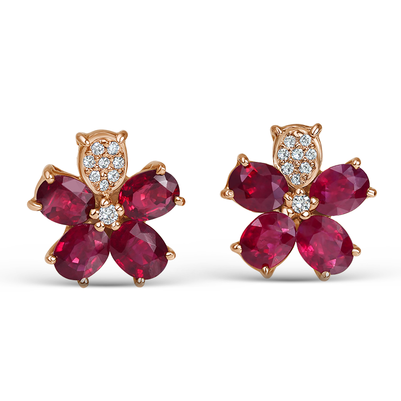 Rose Gold Ruby Earring