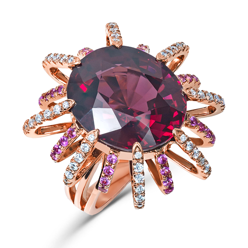 Rose Gold Garnet Ring