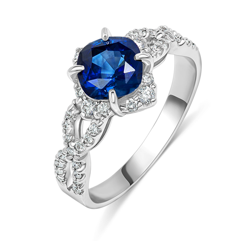 White Gold Blue Sapphire Ring