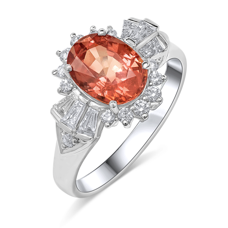 White Gold Padparadscha Ring