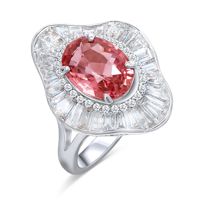 White Gold Padparadscha Ring