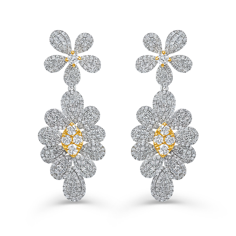 White and Yellow Gold Diamond Earrings