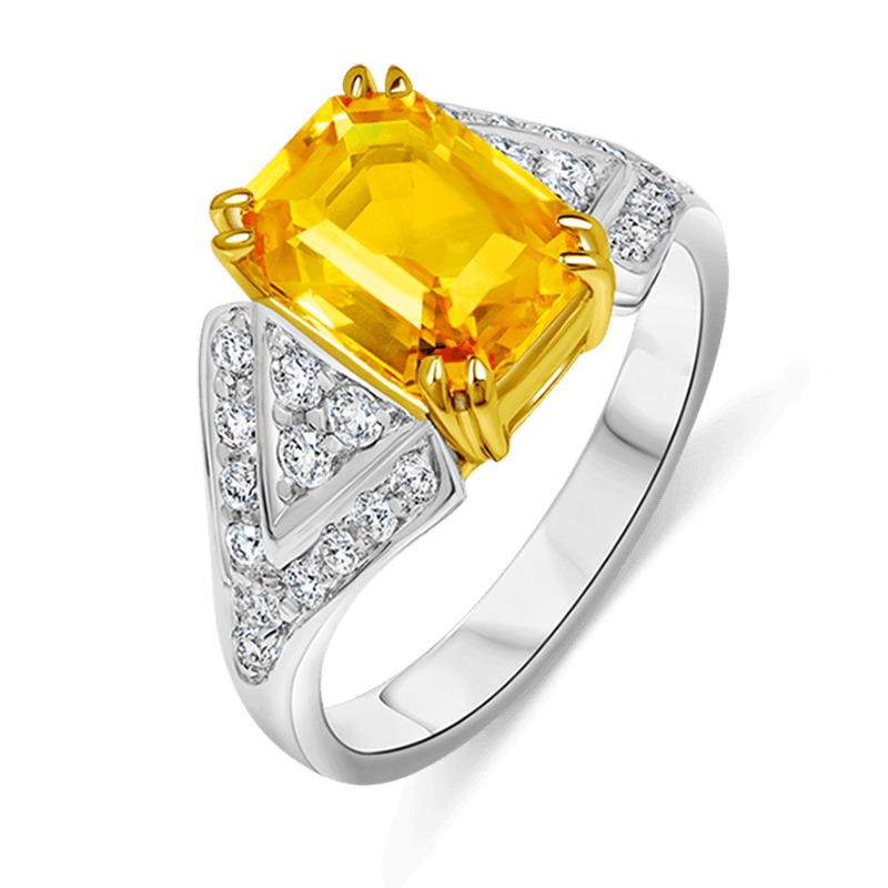 White and Yellow Gold Yellow Sapphire Ring