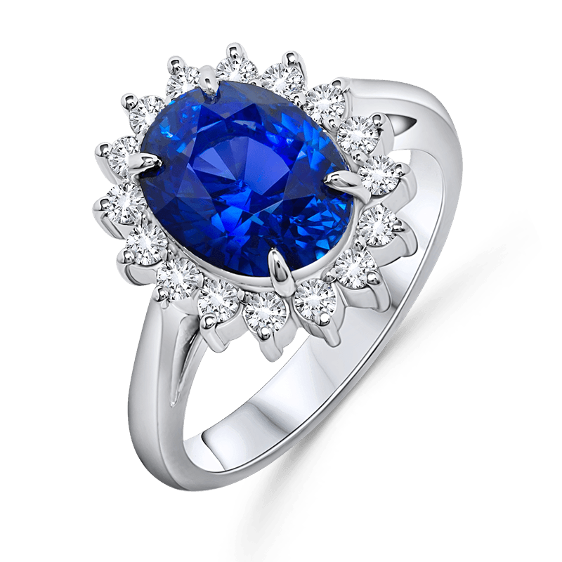 White Gold Blue Sapphire Cluster Ring