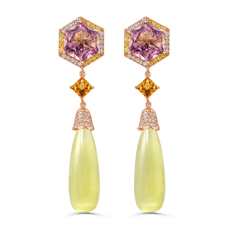 Rose Gold Lemon Quartz Earrings