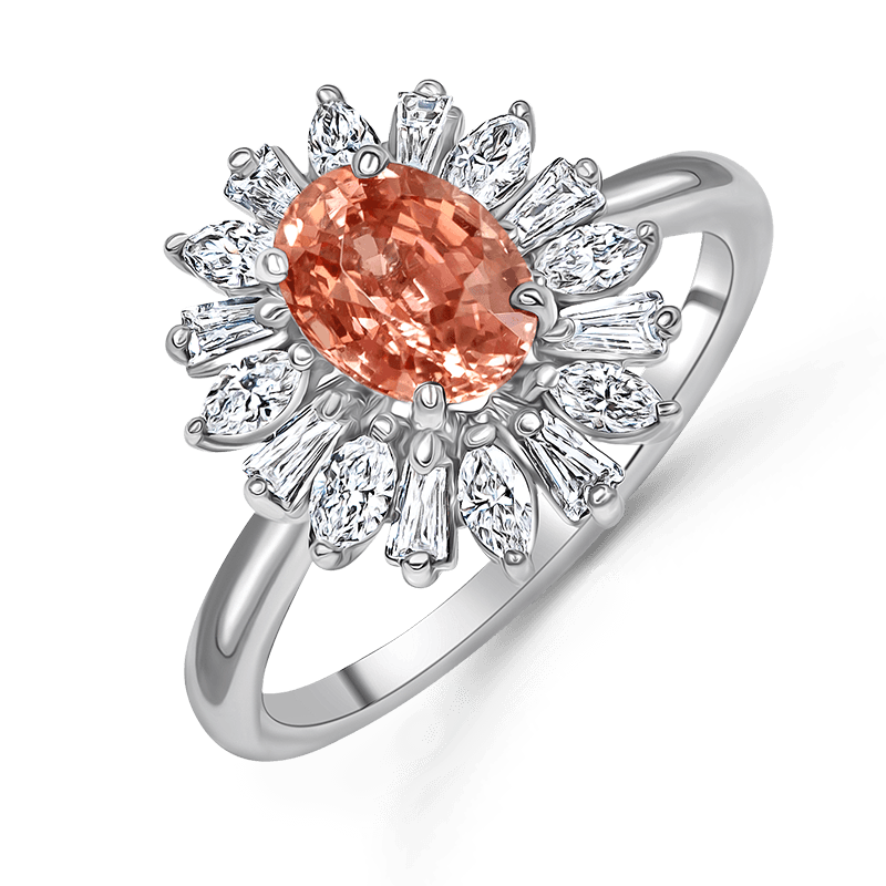 White Gold Padparadscha Ring