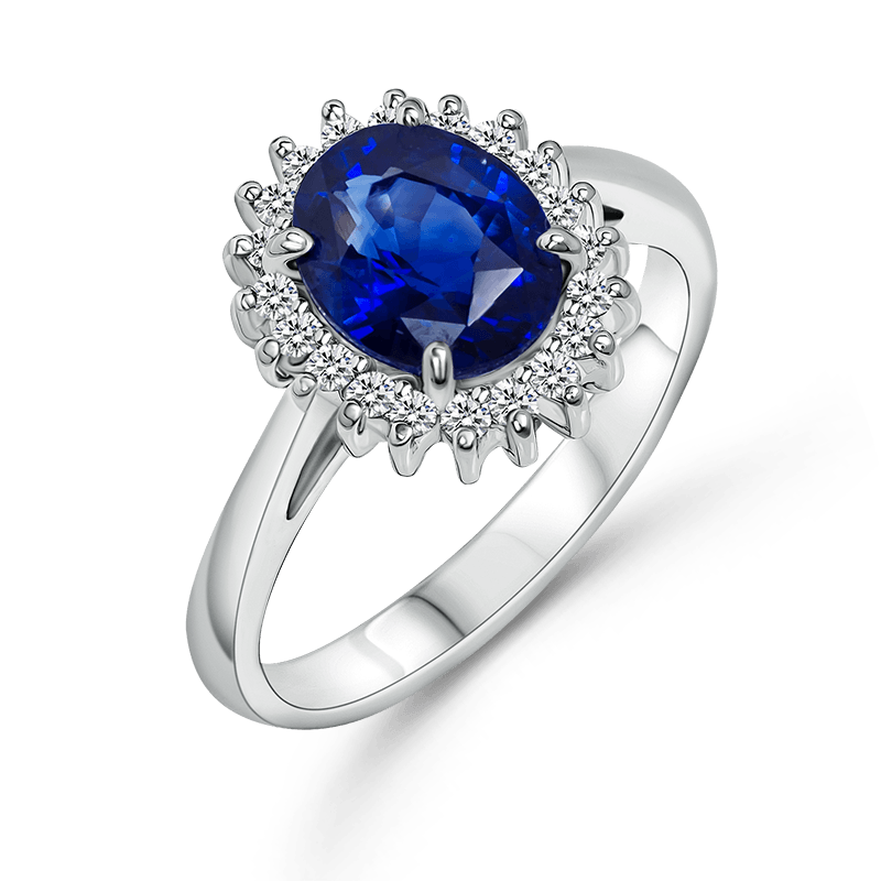 White Gold Blue Sapphire Cluster Ring