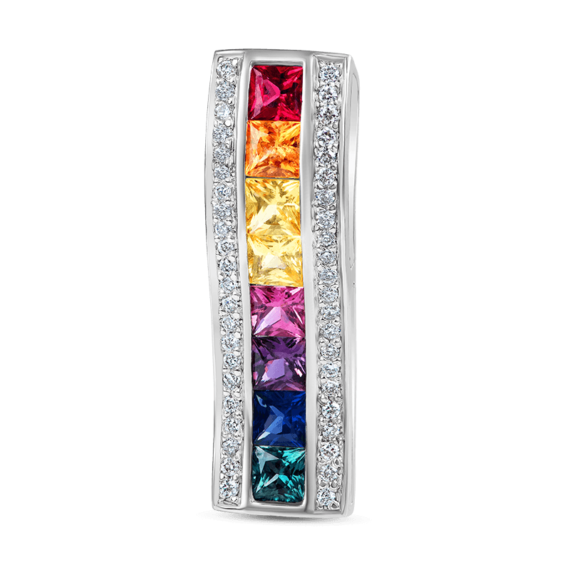 White Gold Multi Colour Sapphire Pendant