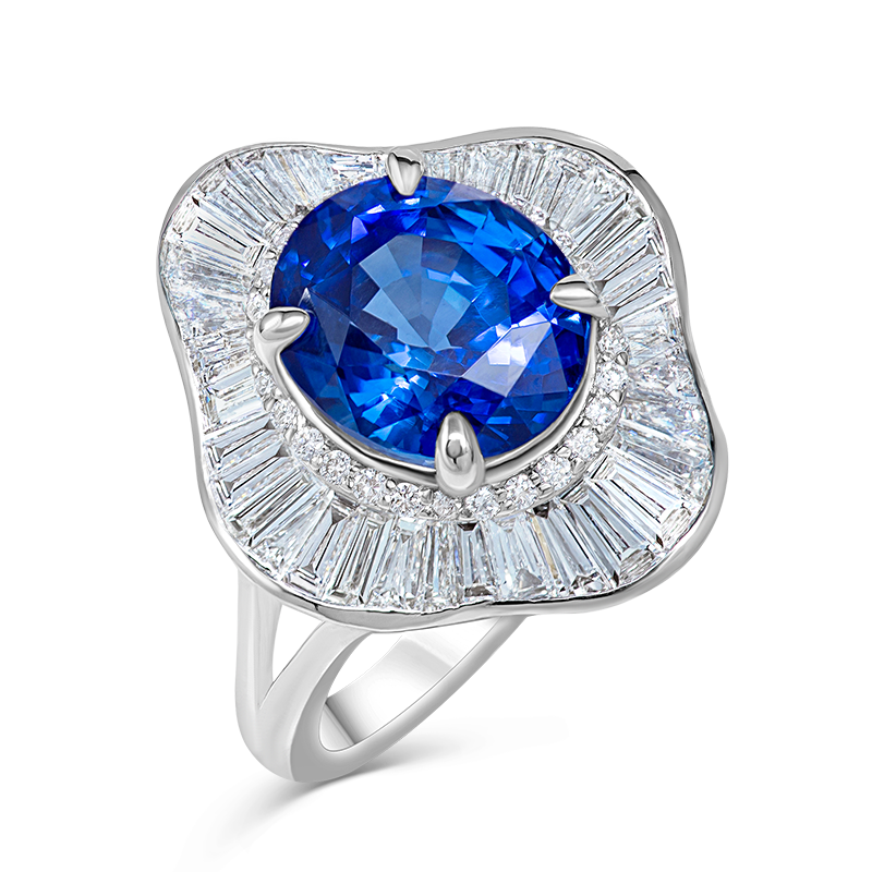 Ballerina set white gold Blue Sapphire Ring