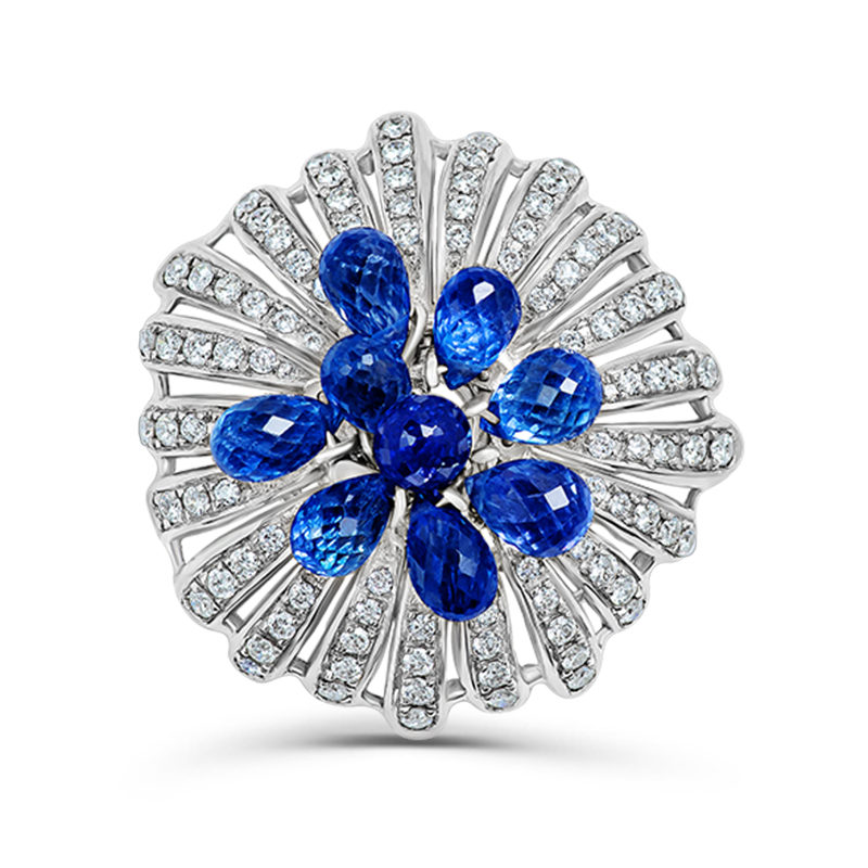 White Gold Blue Sapphire Pendant