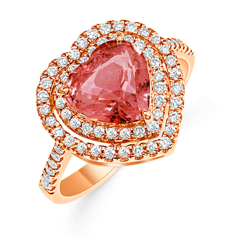 Rose Gold Padparadscha & Diamond Ring