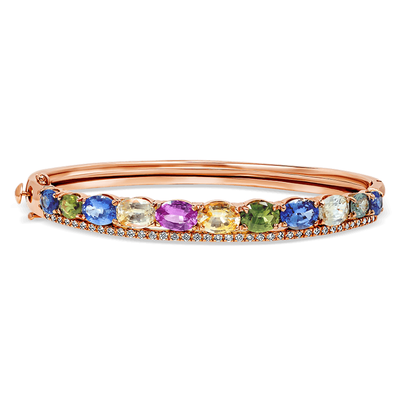 Multi-Colour Sapphire Rose Gold Bangle