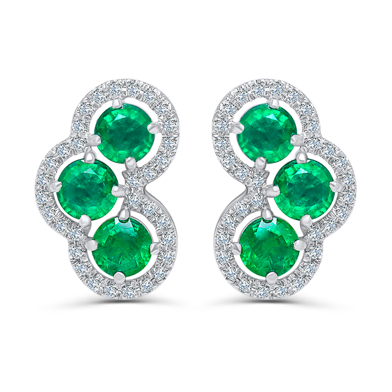 White Gold Emerald Earrings