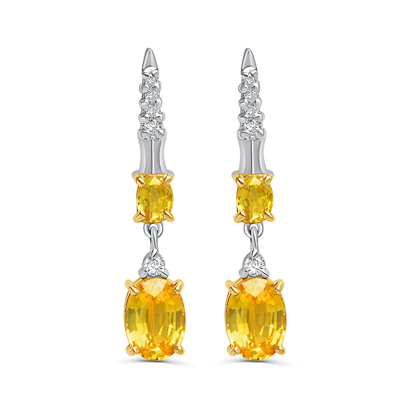 White & Yellow Gold Yellow Sapphire Earrings