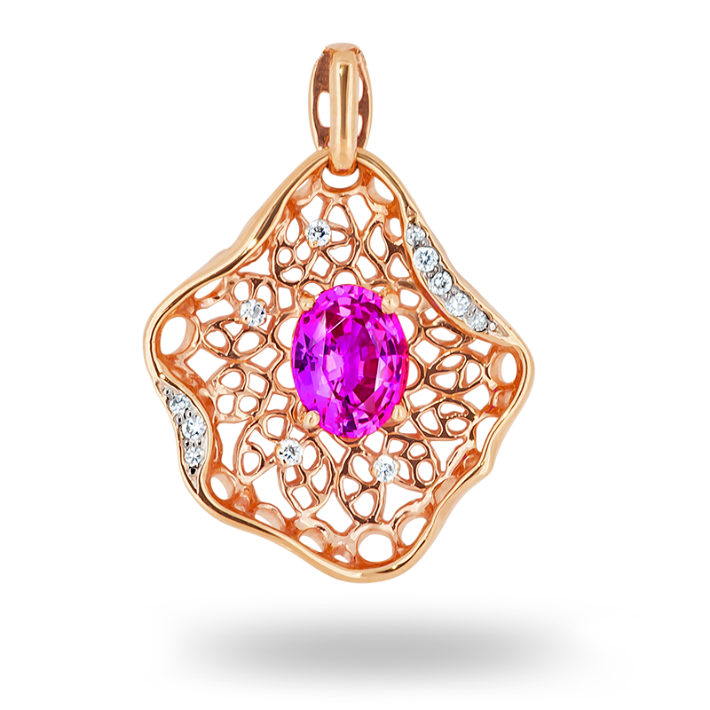 Pink Sapphire & Diamond Rose Gold Pendant