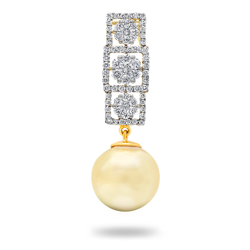 Golden Pearl and Diamond Pendant