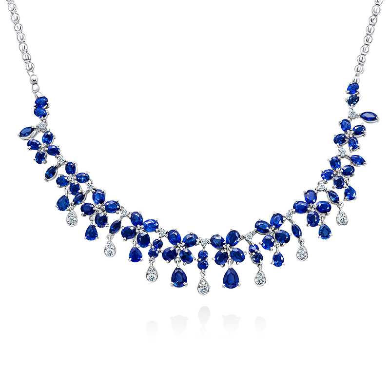Blue Sapphire and Diamond Necklace