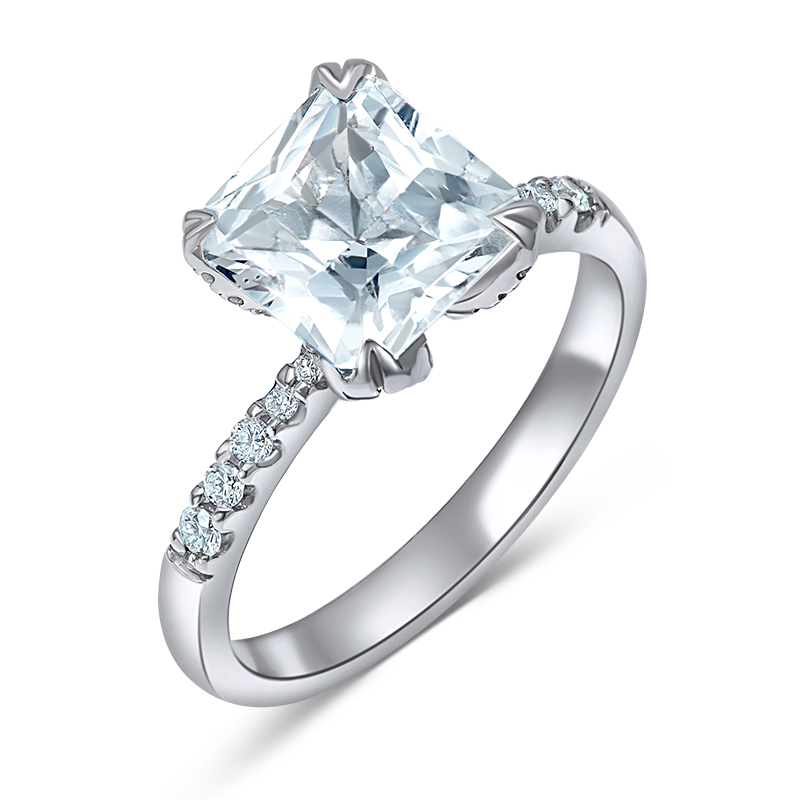 White Gold White Sapphire and Diamond Ring