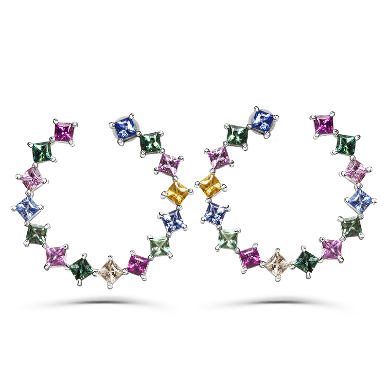 Multi Coloured Sapphire Earrings