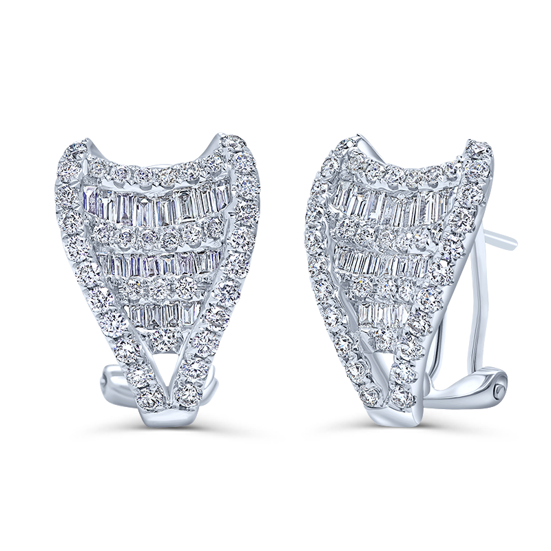 Invisible Set White Gold Diamond Earrings
